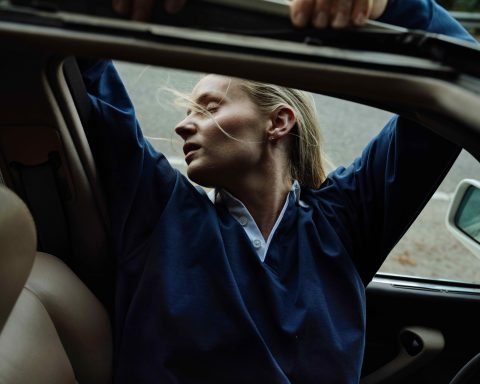 Promotional shot for Charlotte Day Wilson's album, Cyan Blue.