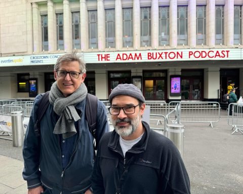 Adam Buxton and Louis Theroux ahead of recording The Adam Buxton Podcast