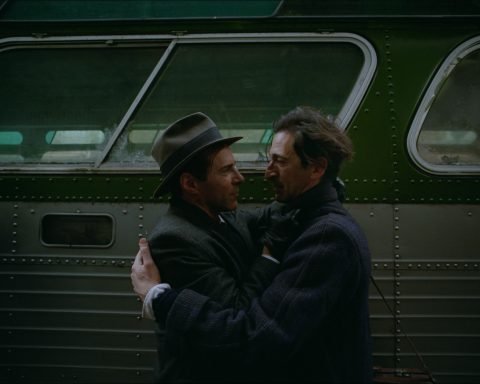 Adrien Brody (right) and Alessandro Nivola (left) in The Brutalist.